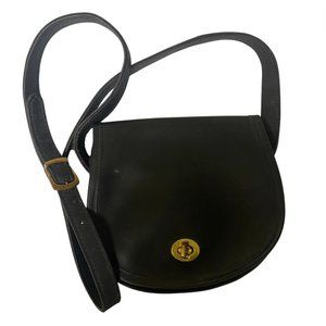 Vintage Black Leather Saddle Bag